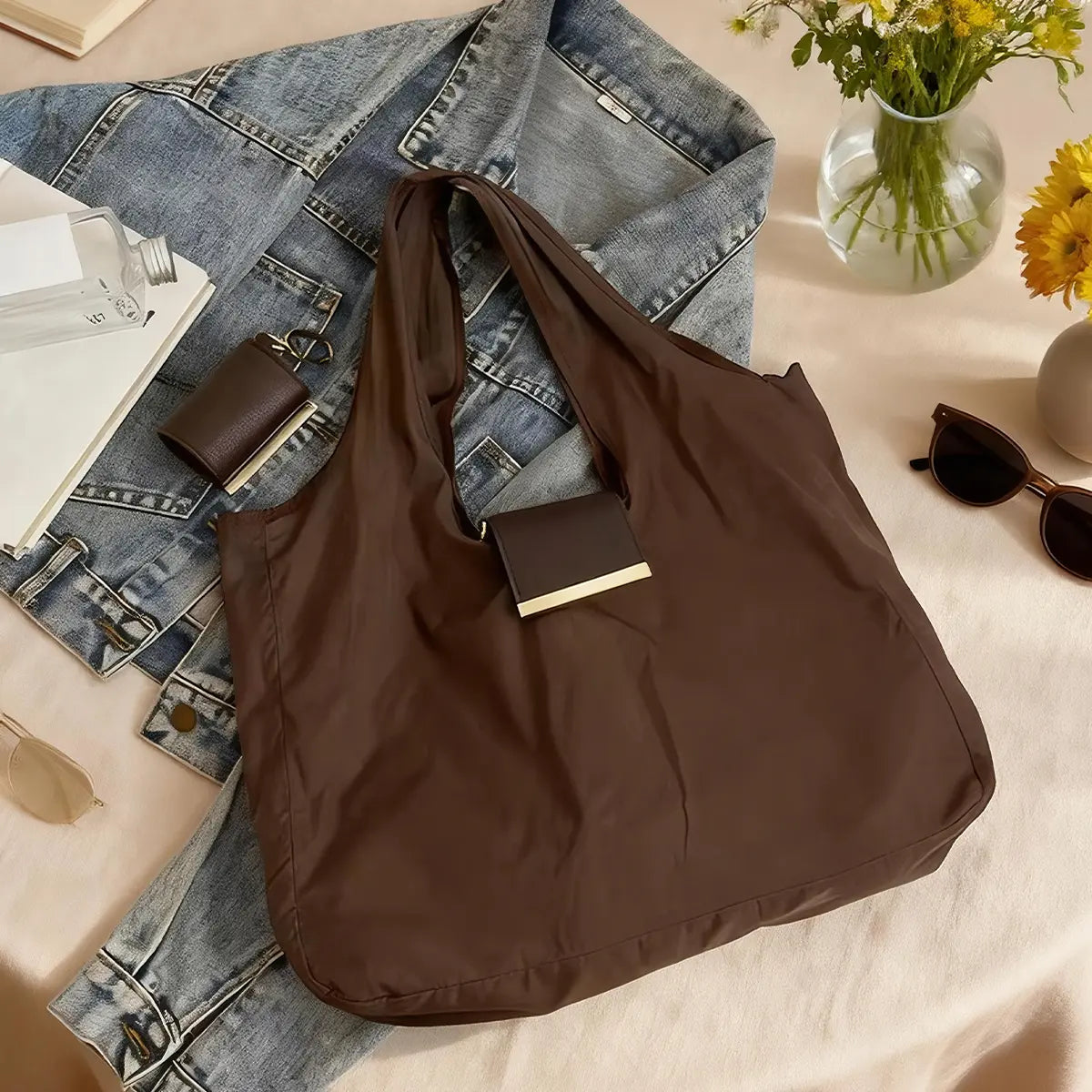 Foldable Keychain Bag Reusable Grocery Bags for Shopping Foldable & Expandable Handbag with Key Ring for Travel Daily Use Organiser,dorm essentials,home decor