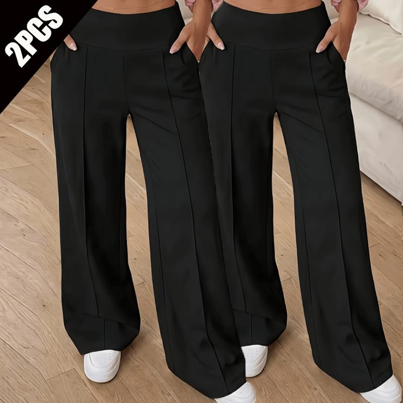 Women's 2-Pcs Lightweight Casual Basic Trousers for Spring & Autumn Everyday Wear