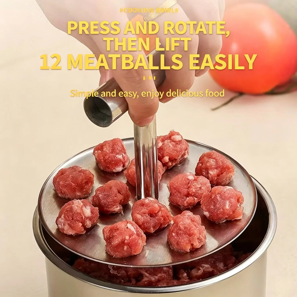 Upgrade Manual Stainless Steel Meatball Maker Mold (6/12 Ball) – Non-Stick Home Kitchen Cooking Tool