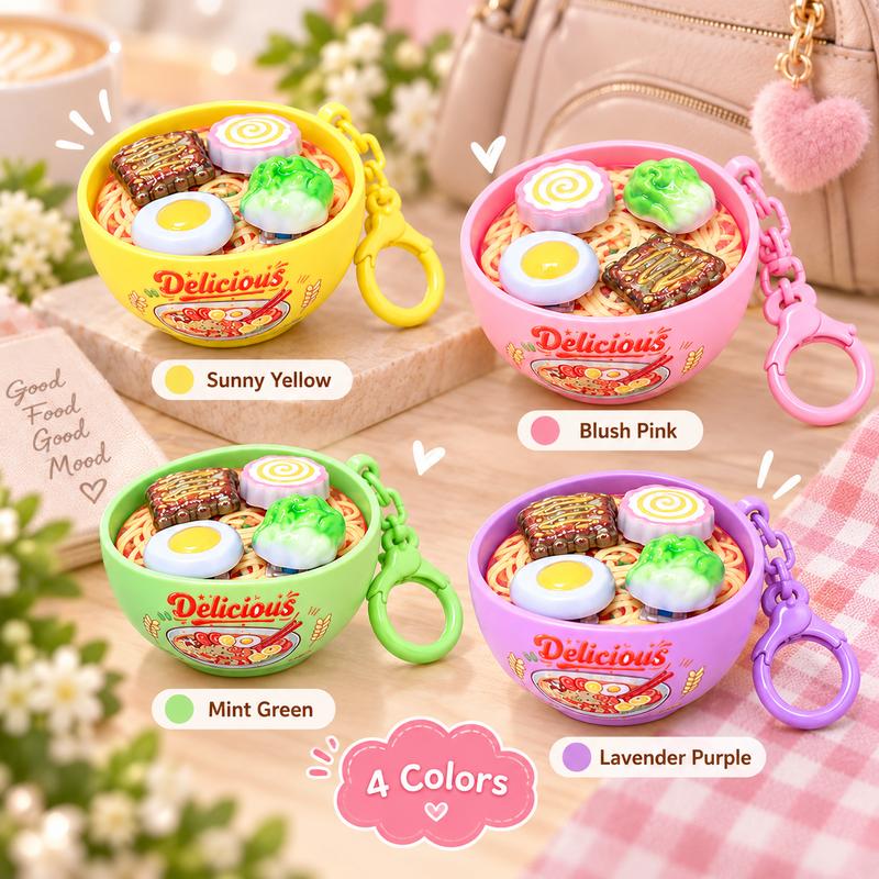 Cute Ramen Noodle Bowl Pressable Spinning Fidget Toy Keychain – Novelty Bag Charm