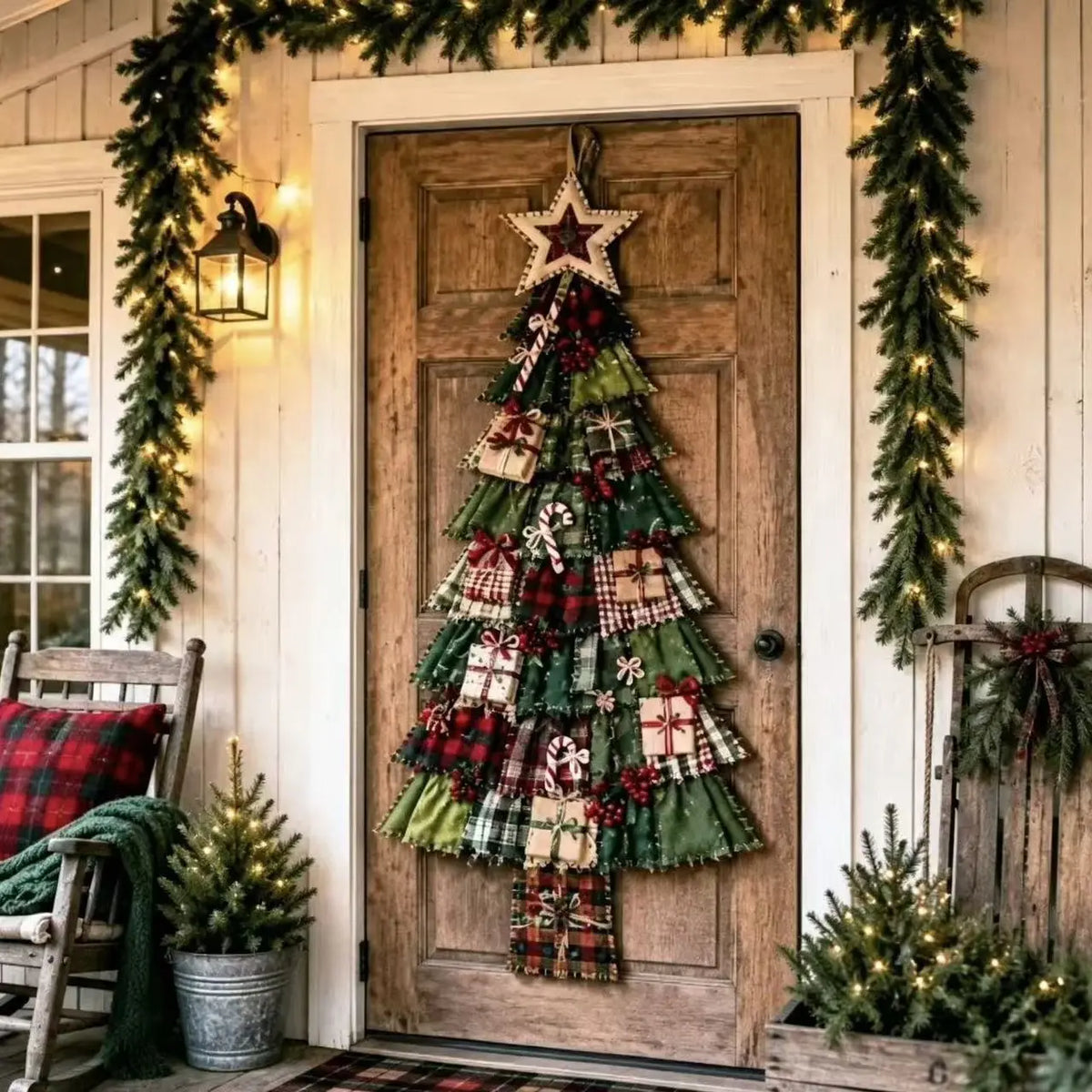 DIY Christmas Tree Door Hanging Kit – Handmade Fabric Wall Decor & Layered Patchwork Holiday Craft