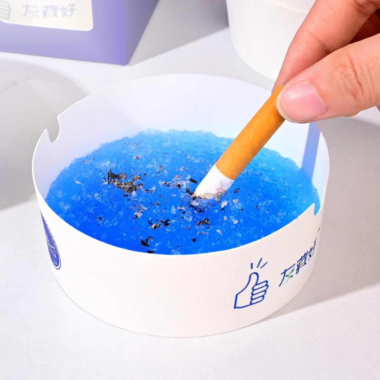 Disposable Paper Ashtrays 25-Pack – Portable Eco-Friendly with Deodorizing Smokeless Gel for Indoor & Outdoor Use