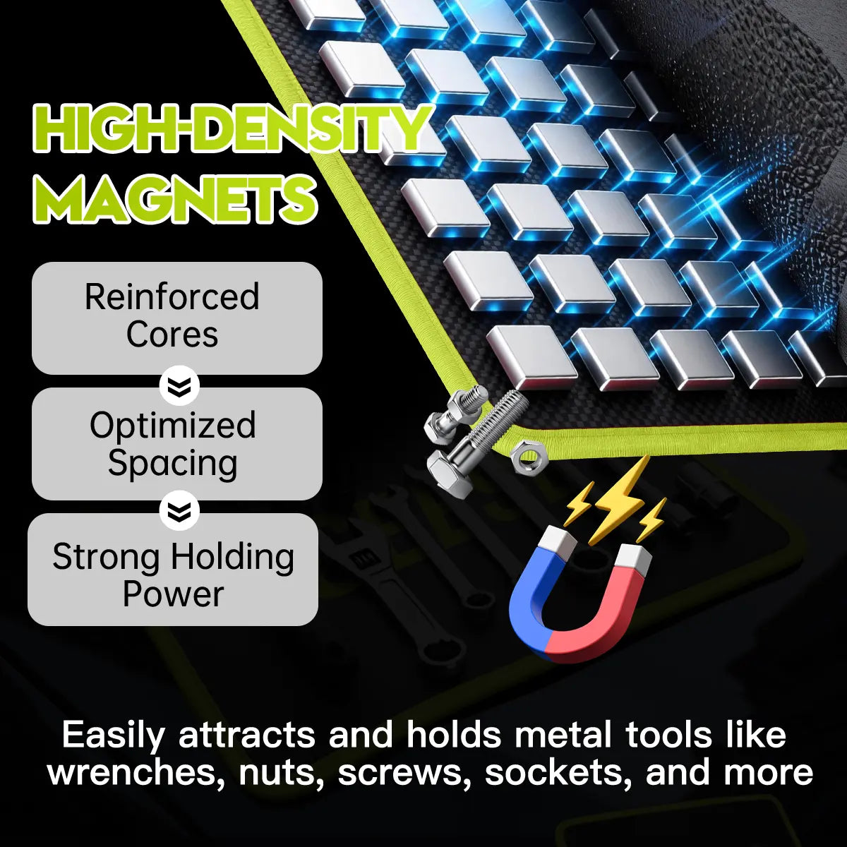 Magnetic Tool Mat Set – Flexible Non-Slip Magnetic Tray for Garage, Auto Repair & Workshop Organization