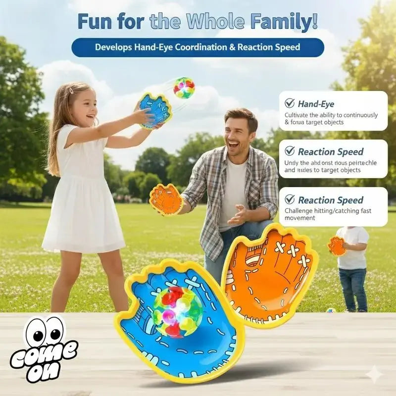 Light-Up Toss & Catch Toy Set | 2 Rackets & 1 Glow Ball, Outdoor Family Game Gift