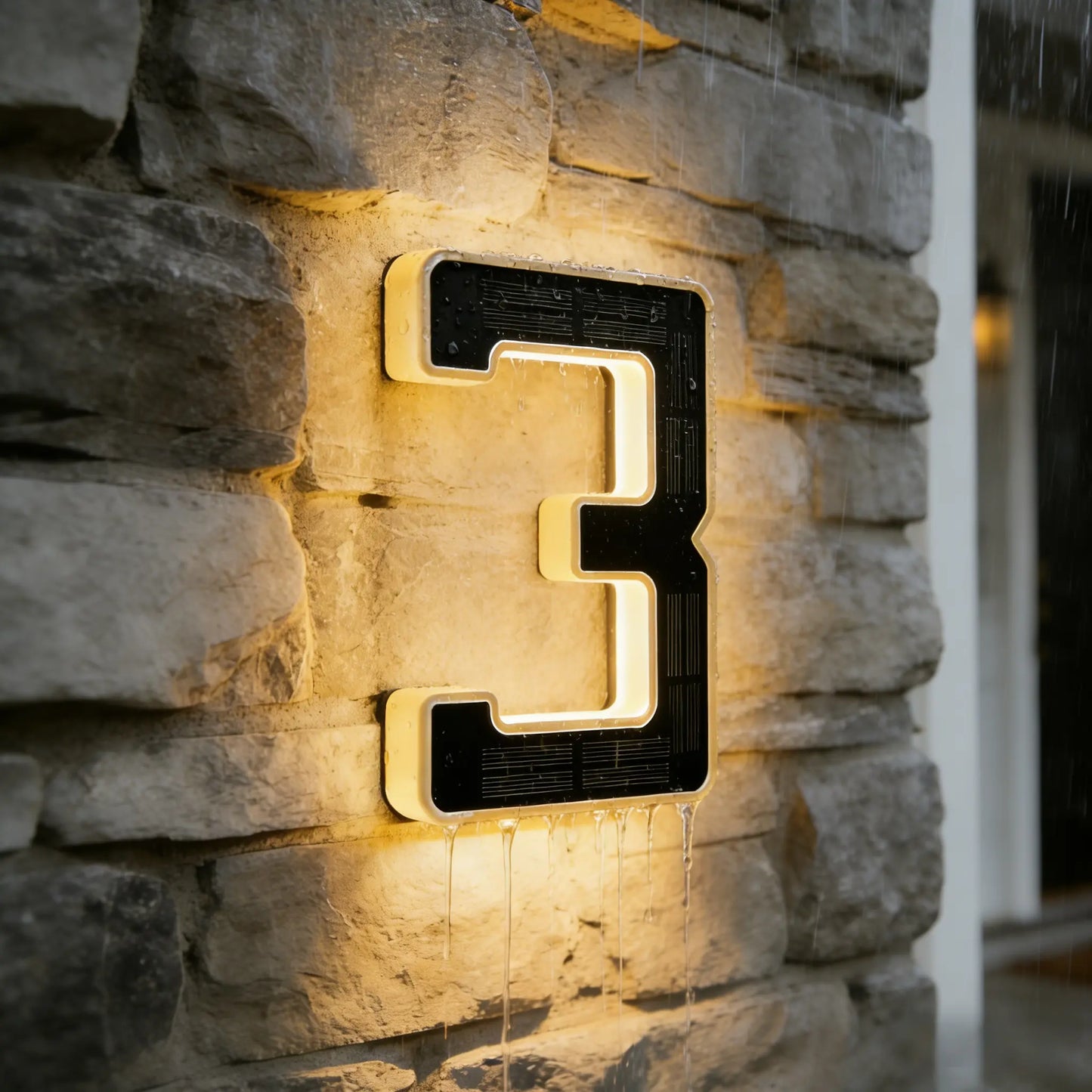 ISUNMEA 6.7 Inch Solar Lighted House Numbers for Outside, Light Up Waterproof LED Address Signs for Houses, Backlit Illuminated Exterior Modern House Numbers Light