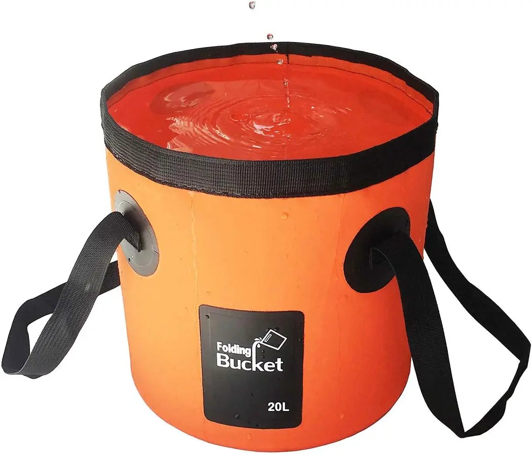 Seau d'eau portable pliable 20 L – Réservoir d'eau en PVC robuste avec poignée