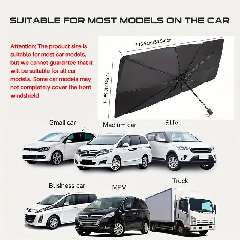 Portable Foldable Car Windshield Sunshade Umbrella | Heat-Blocking Exterior Cooling Accessory