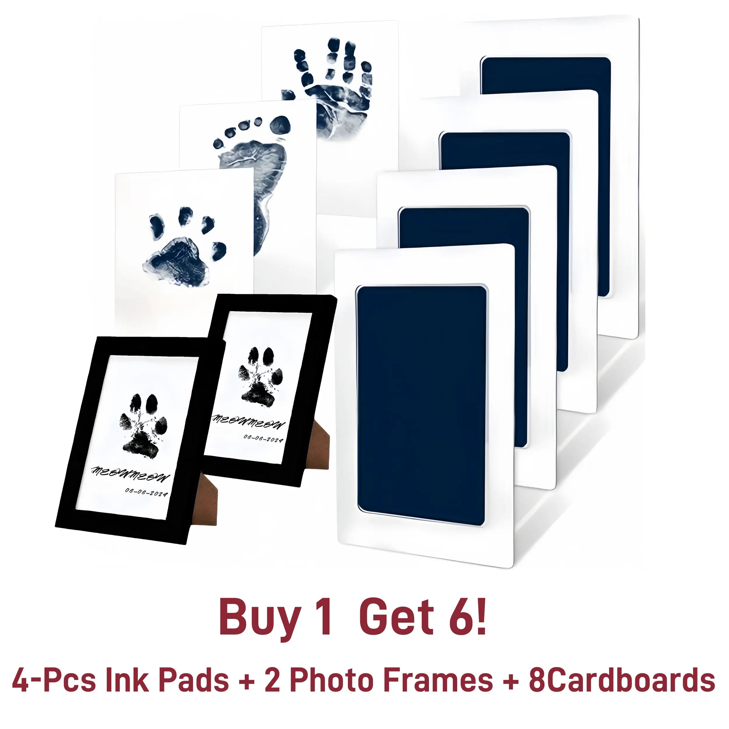 No-Mess Pet Paw Print Keepsake Kit with Frames for Dogs and Cats