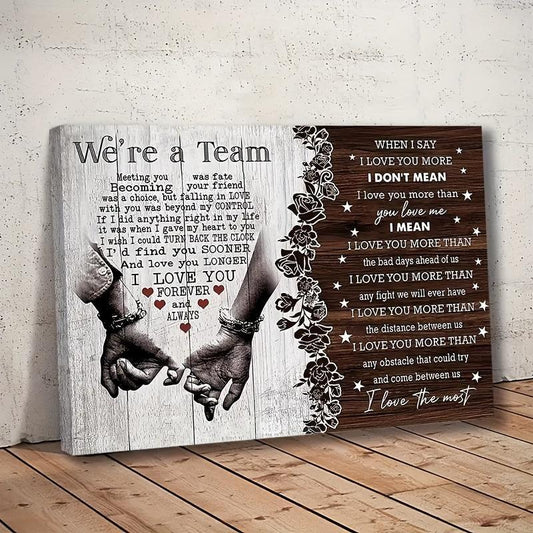 Personalized "We're A Team" Couple Canvas Print - Custom Name Wall Art for Bedroom & Anniversary