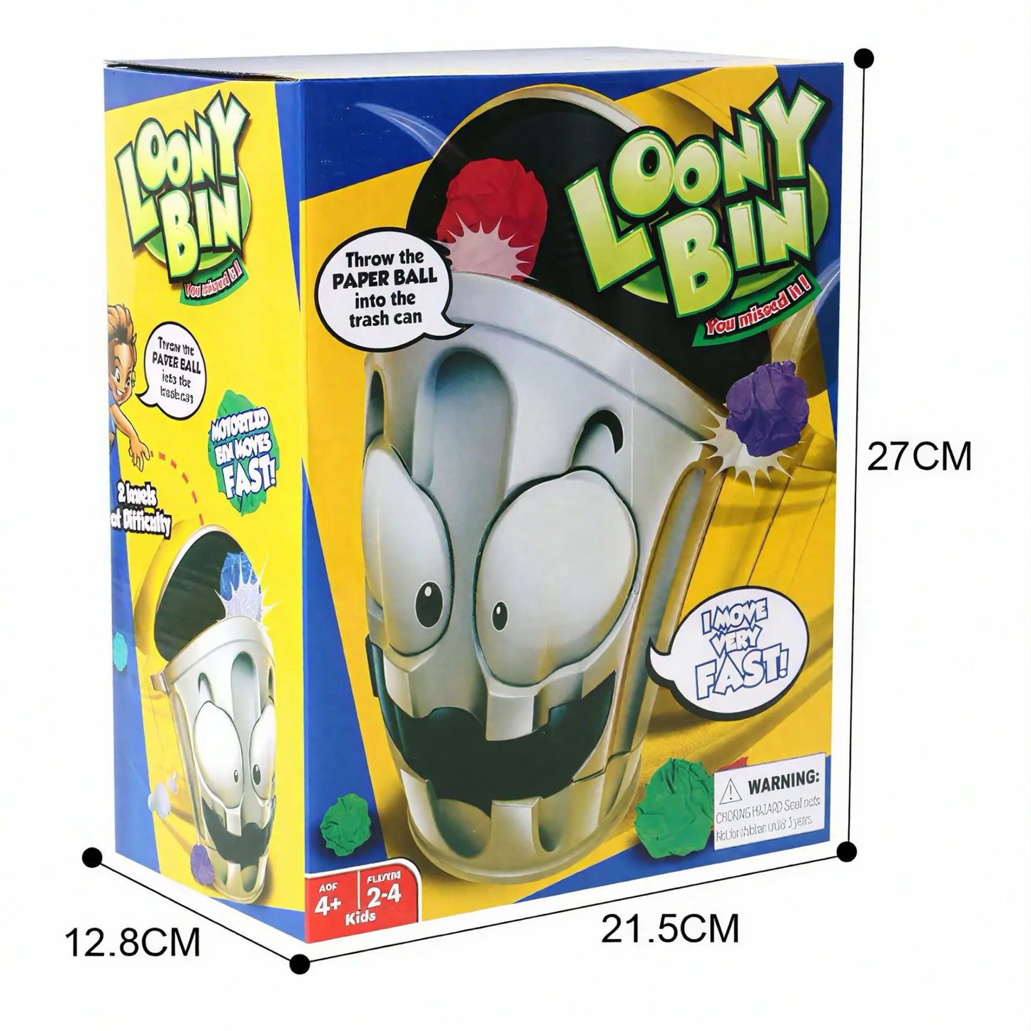 Viral Loony Bin Game, Fast Moving Dodge Trash Can Paper Ball Toss Game, Parent-Child Interactive Family Party Indoor Outdoor Game, Educational Funny Gift Toy for Kids Boys Girls Ages 4+