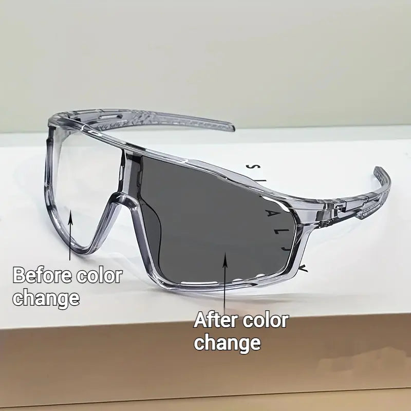New Arrival: Photochromic UV-Protective Sports Sunglasses - Windproof & Sand-Resistant Cycling & Hiking Eyewear