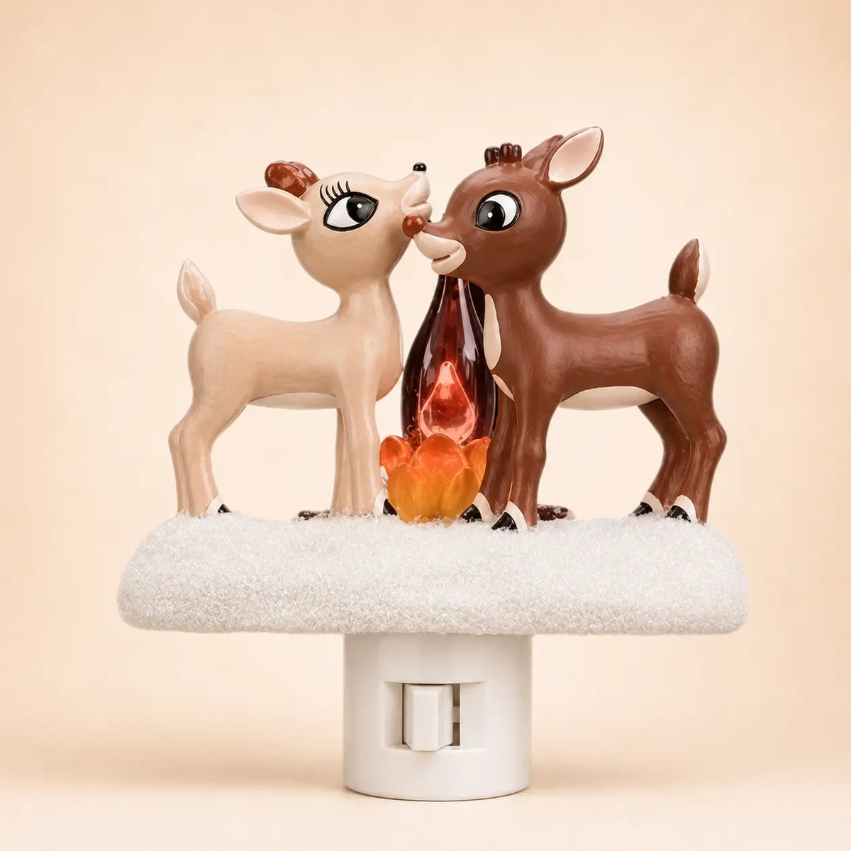 3D Flickering Campfire Plug-In LED Night Light – Cute Halloween & Christmas Resin Holiday Decoration