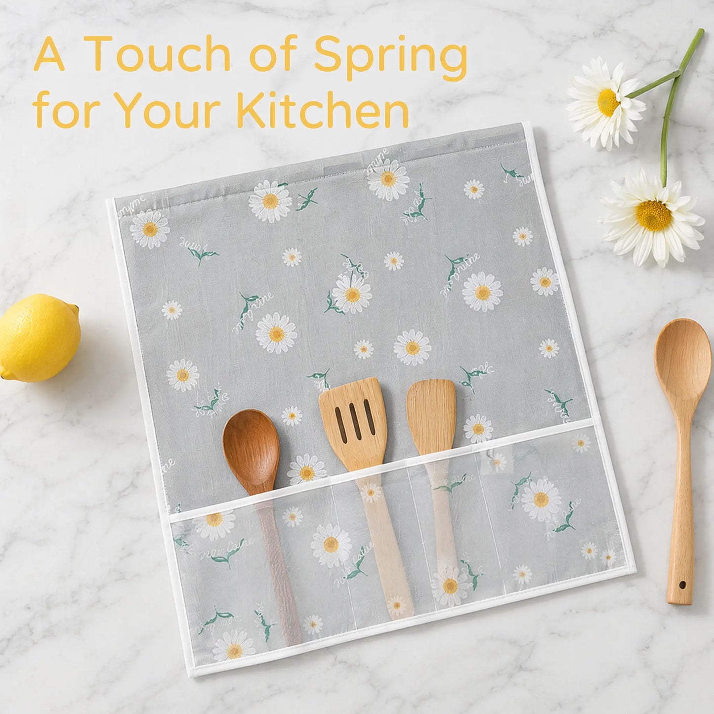 Daisy Print Refrigerator Dust Cover with Storage Pockets Multi Functional Waterproof Fridge Top Protector Household Kitchen Appliance Dust Proof Cover 1 Pack