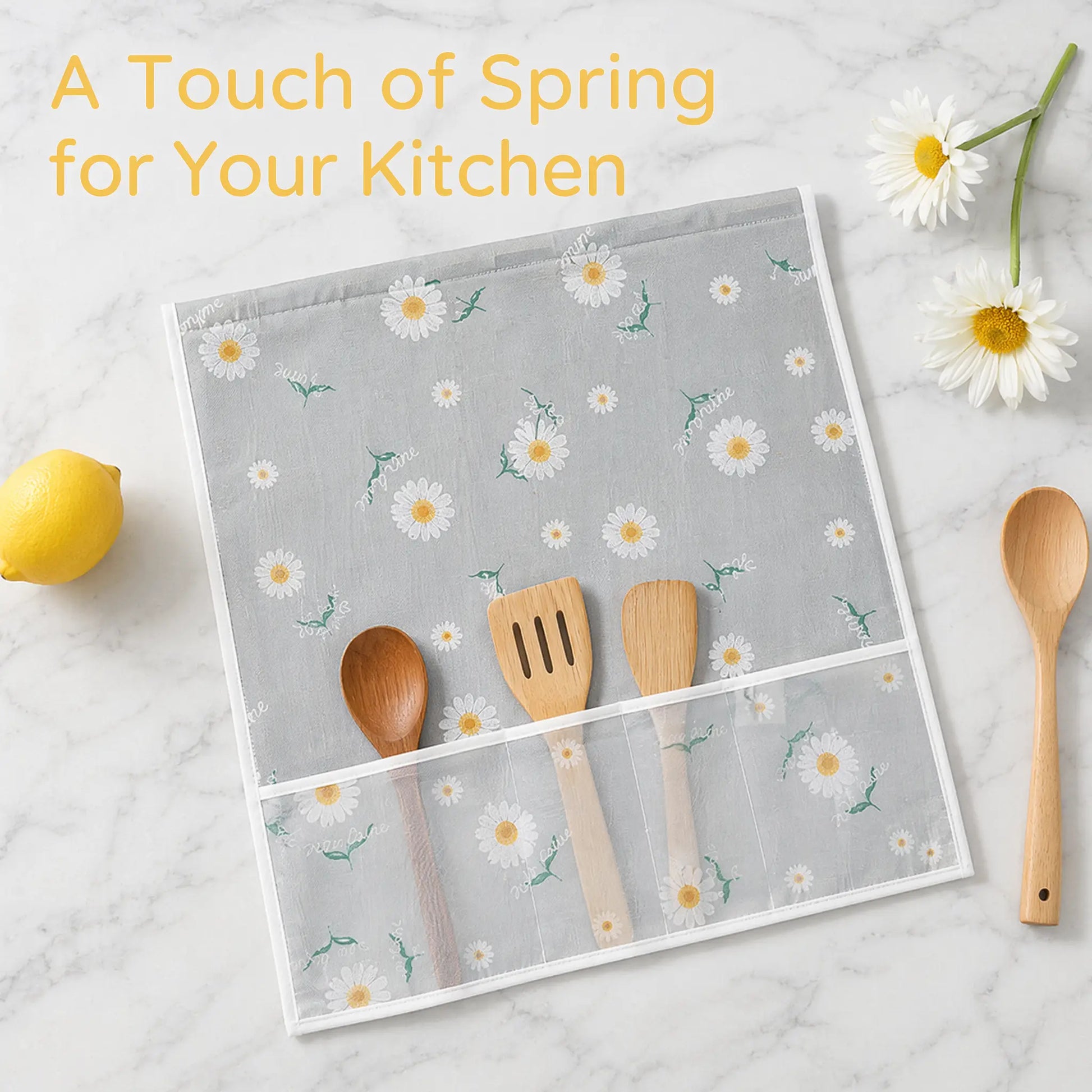 Daisy Print Refrigerator Dust Cover with Storage Pockets Multi Functional Waterproof Fridge Top Protector Household Kitchen Appliance Dust Proof Cover 1 Pack