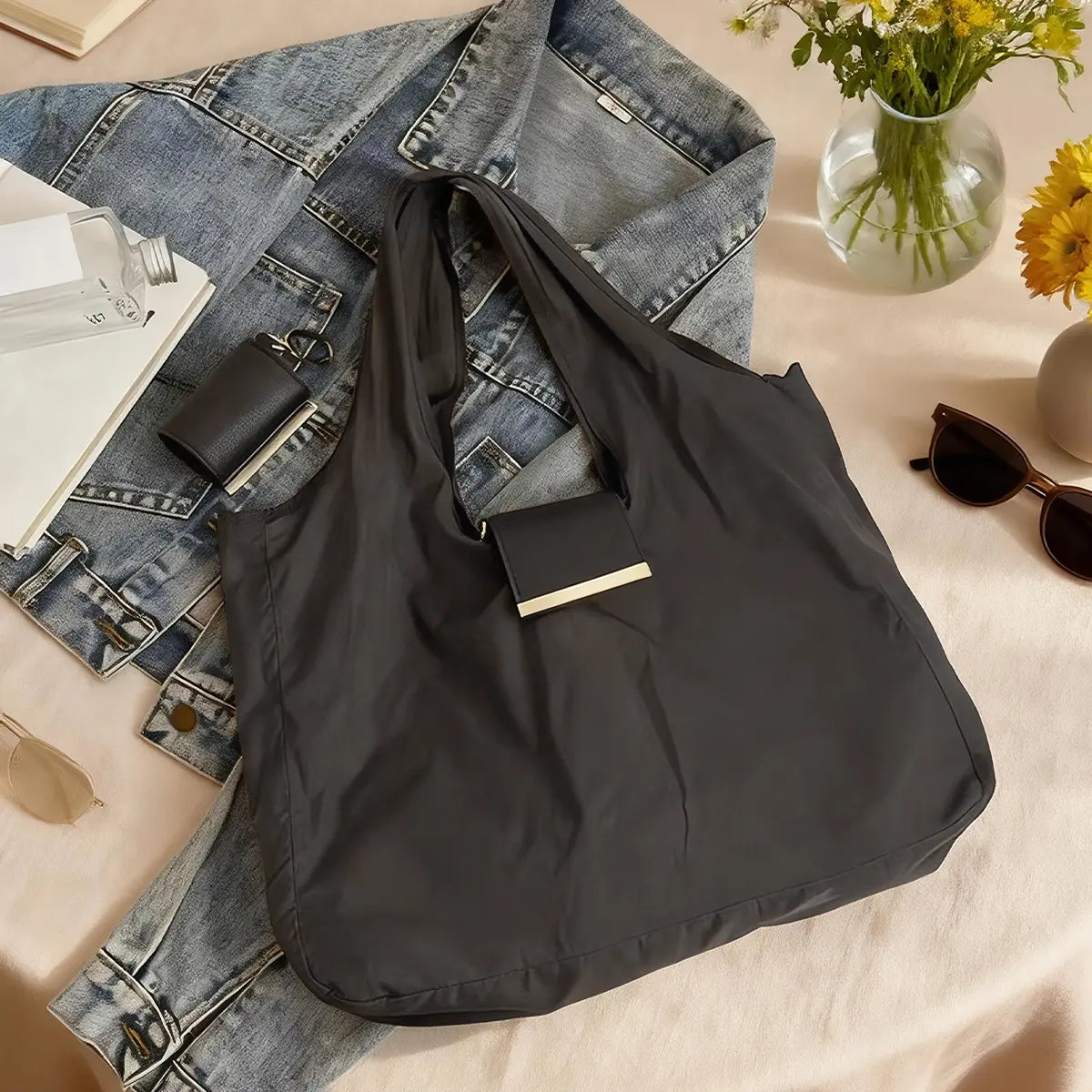 Foldable Keychain Bag Reusable Grocery Bags for Shopping Foldable & Expandable Handbag with Key Ring for Travel Daily Use Organiser,dorm essentials,home decor