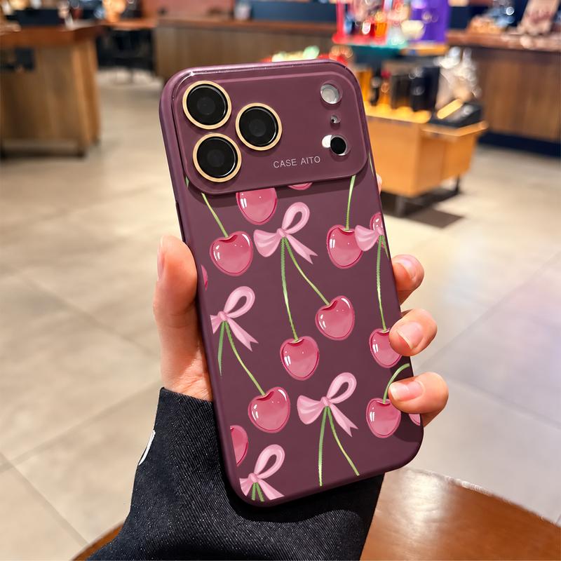 Coquette Cherry Bow Clear Case for iPhone 18 Pro Max – Trendy Cherry Aesthetic Phone Cover