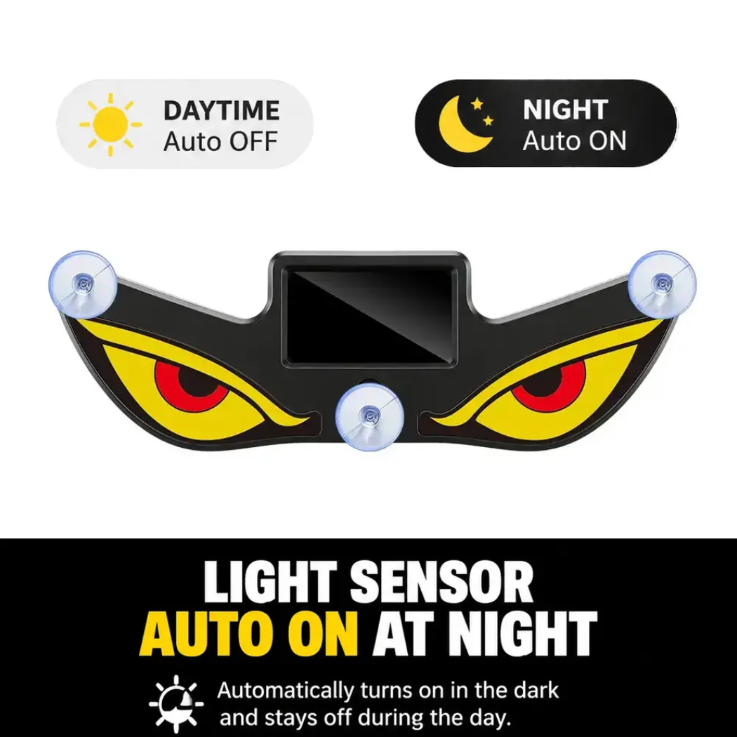 Solar LED Devil Eye Car Warning Light – Universal Rear Window Safety Light