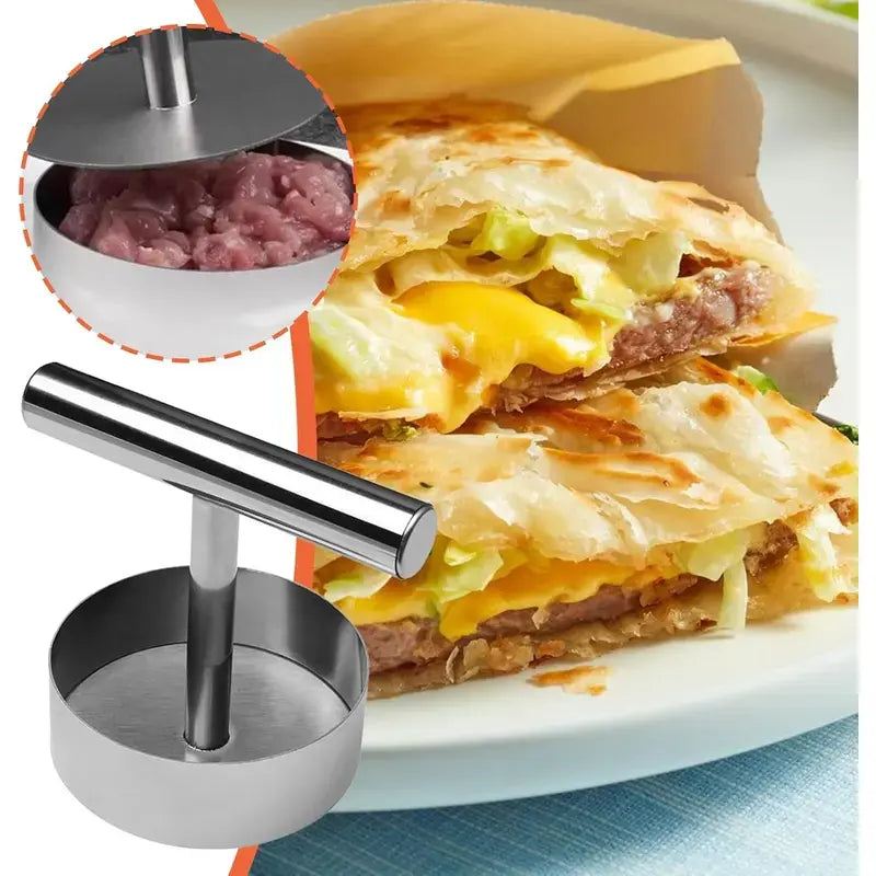 Stainless Steel Burger Press – Non-Stick Patty Maker Mold & Metal Smasher Tool