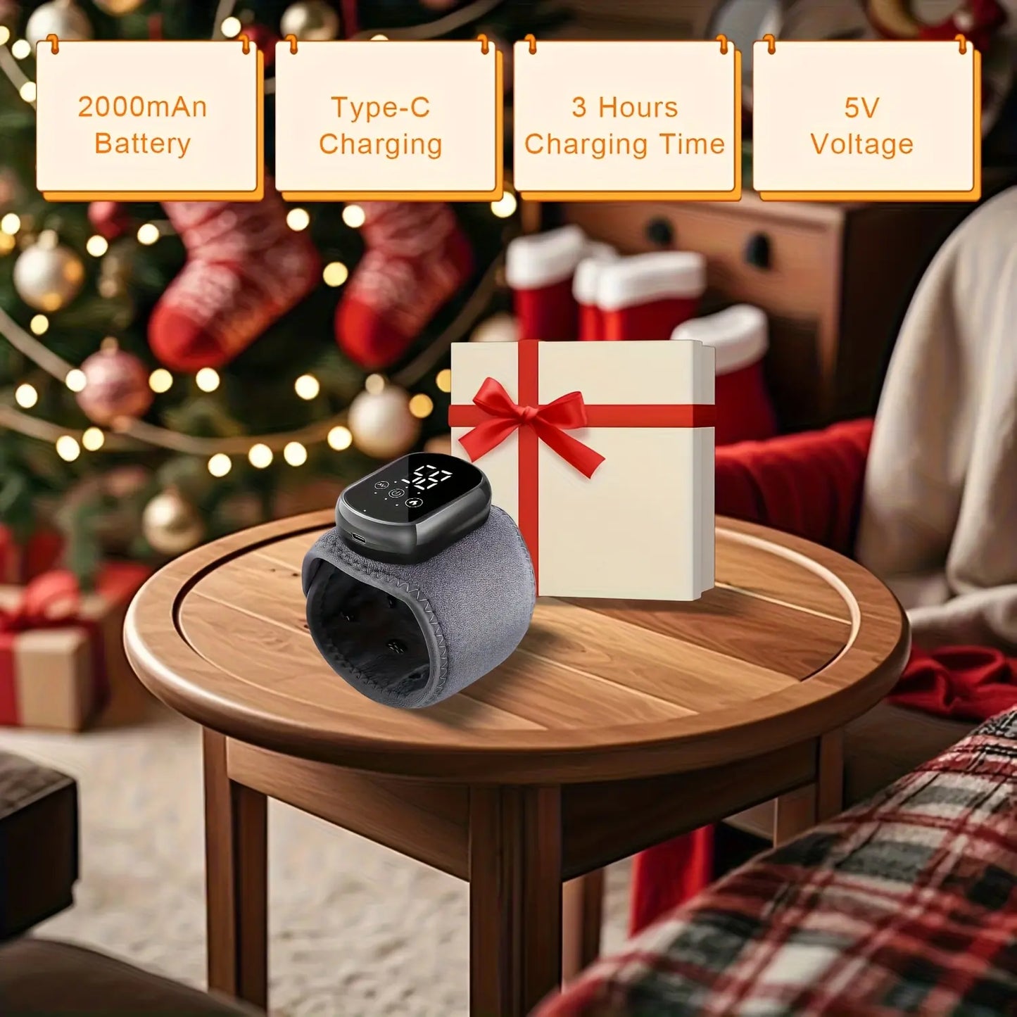 Wrist vibration heating device for relieving muscle stiffness — rechargeable and portable — designed for office workers, seniors, and eSports players