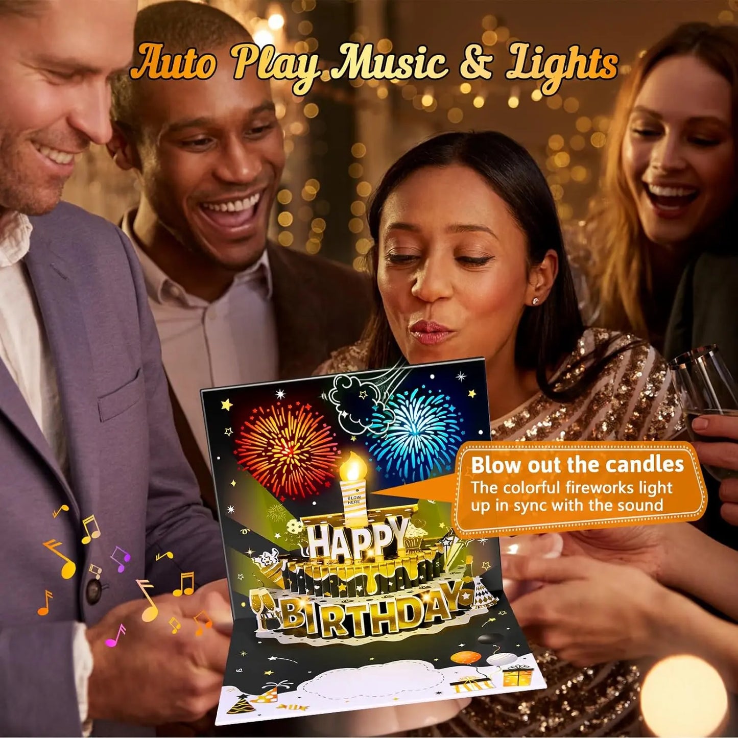 3D Pop Up Birthday Card with Music & LED Lights – DIY Age Cake Card