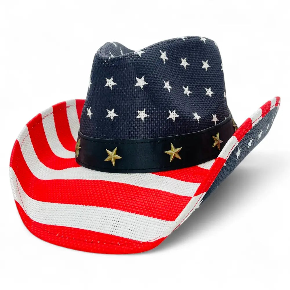 American Flag Western Cowboy Hat | Hard Shell UV Protection Unisex Sun Hat