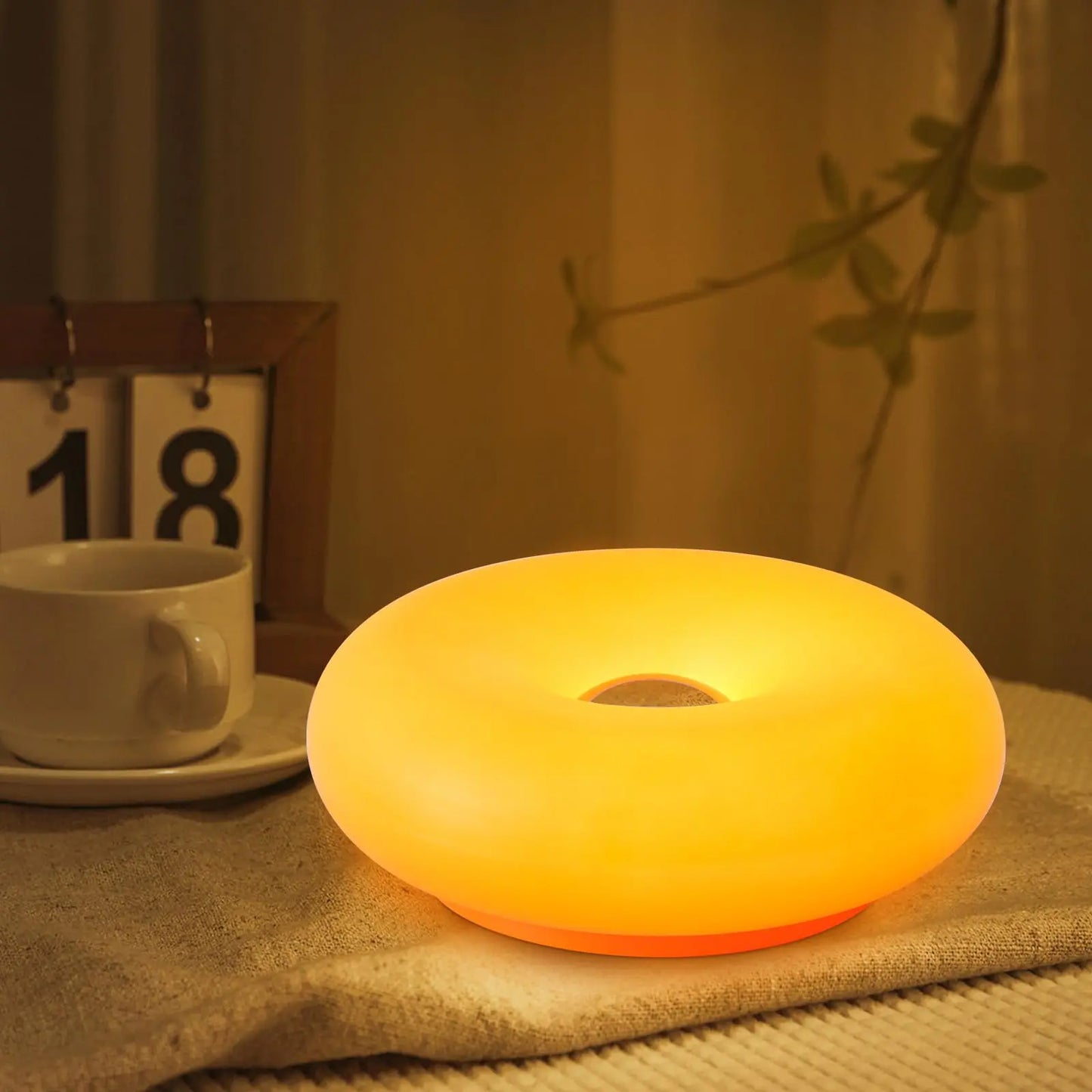 Aesthetic Doughnut LED Night Light with Touch Control & Warm Ambient Glow
