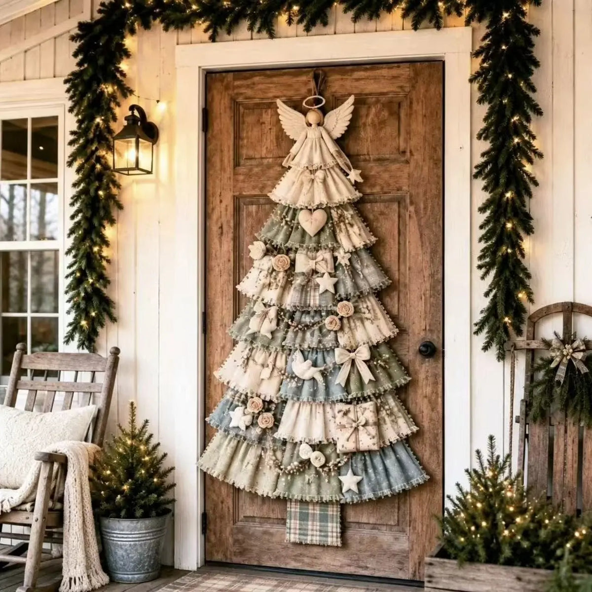 DIY Christmas Tree Door Hanging Kit – Handmade Fabric Wall Decor & Layered Patchwork Holiday Craft
