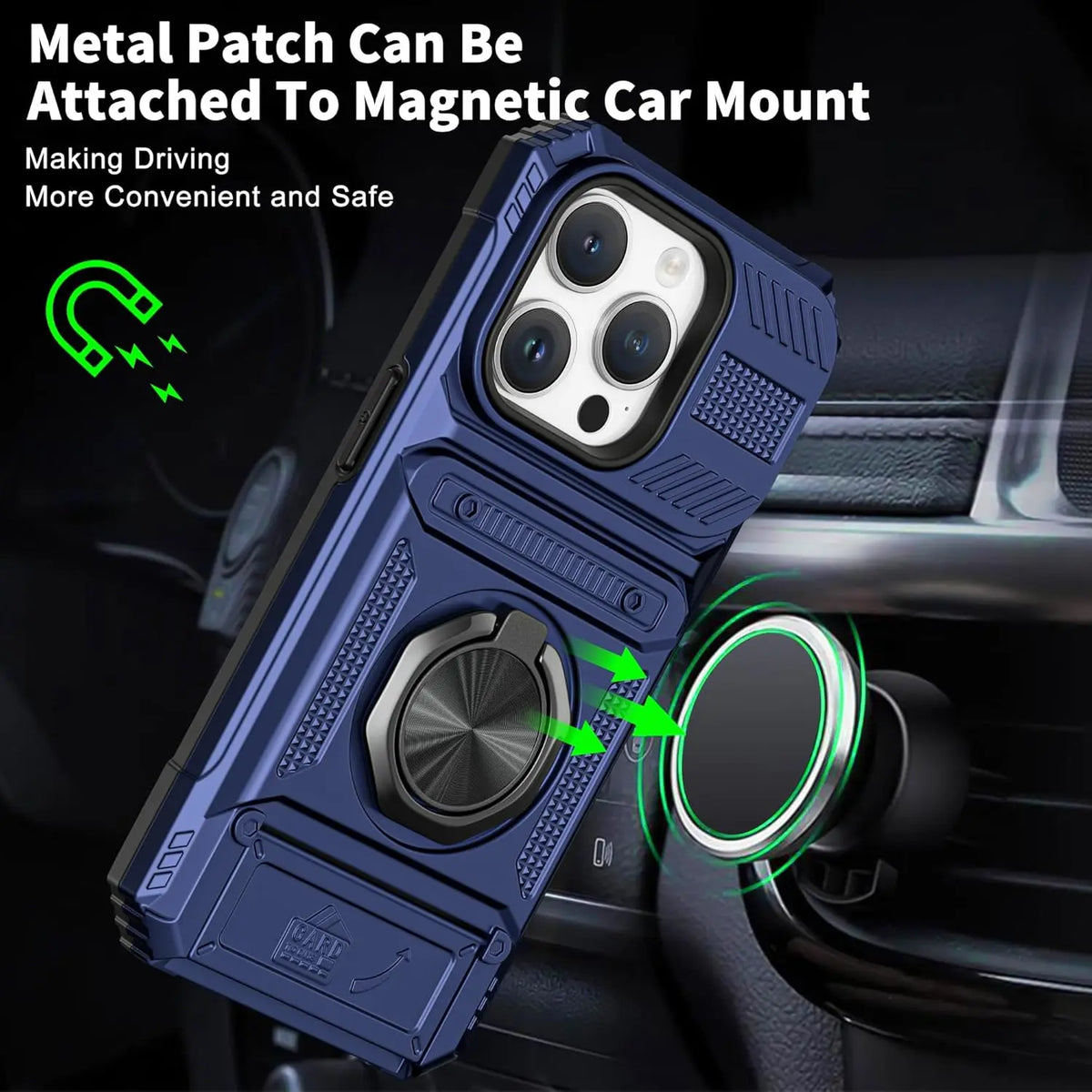 Magnetic Wallet Case with 360° Rotatable Ring Stand for iPhone 17 Pro Max – Heavy-Duty Protective Card Holder Cover