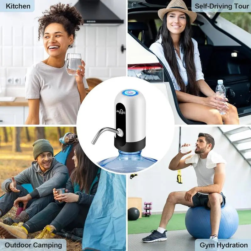 Rechargeable Foldable Water Dispenser Pump with LED Touch Display, USB Portable Bottle Water Pump