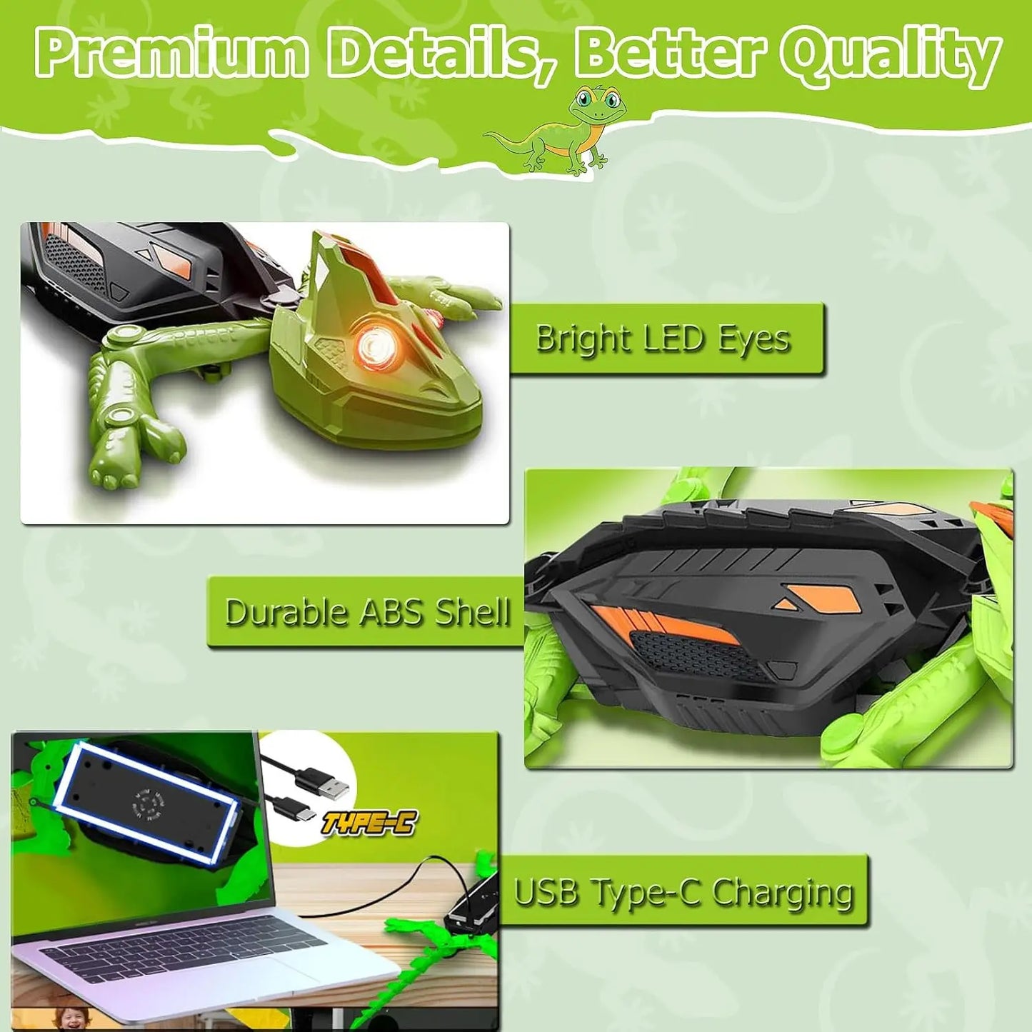 RC Wall Crawler lizard, Rechargeable Remote Control Robot Kids Toys, Wall Climbing Funny Prank Toys Birthday Gifts for Boys & Girls Ages 4 and Up