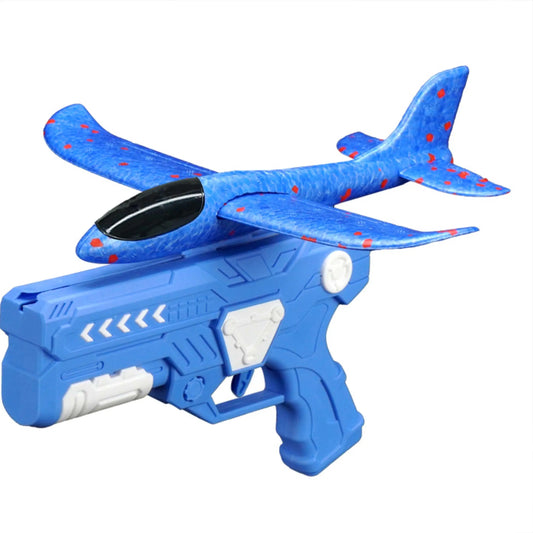 Foam Glider Airplane Launcher Toy for Kids 9.45-inch Airplane with 2 Flight Modes Outdoor Flying Fun Gift for Boys and Girls Ages 4-12 1 Blue Launcher Contains 3 Airplane Toys