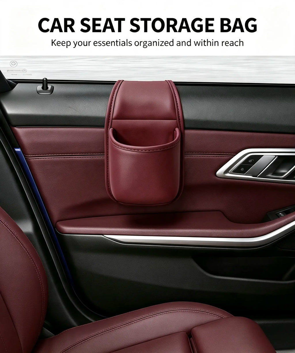 2-Layer Leather Car Door Pocket – Scratch-Proof & Residue-Free Storage Organizer