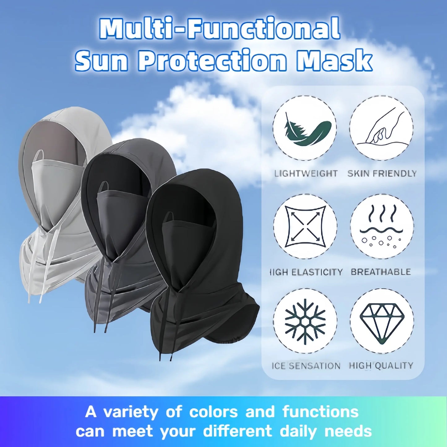 3-Pack Summer Balaclava Face Mask – UV Protection Cooling Neck Gaiter for Cycling & Fishing