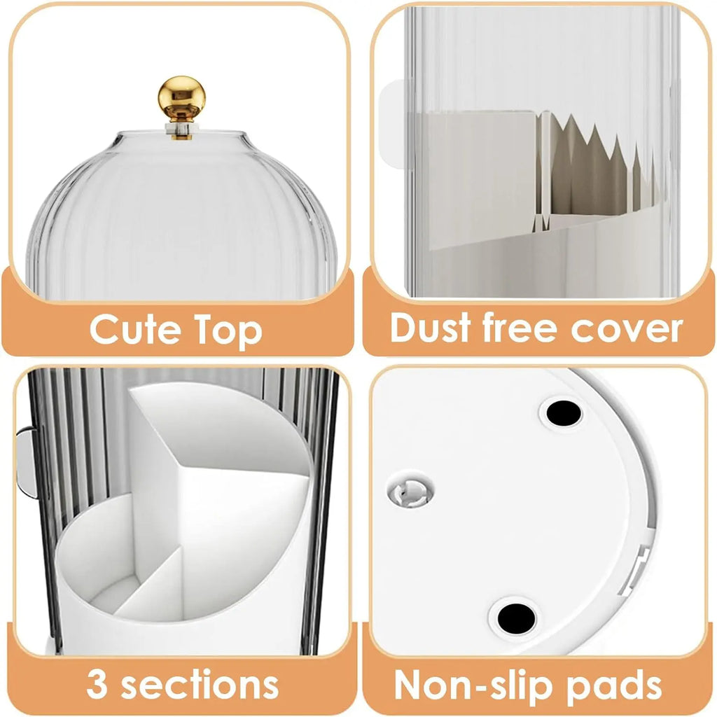 Soporte Giratorio 360° Transparente para Cepillos de Dientes con Puerta Transparente – Organizador de Tocador de Baño para Encimera (1 Unidad)