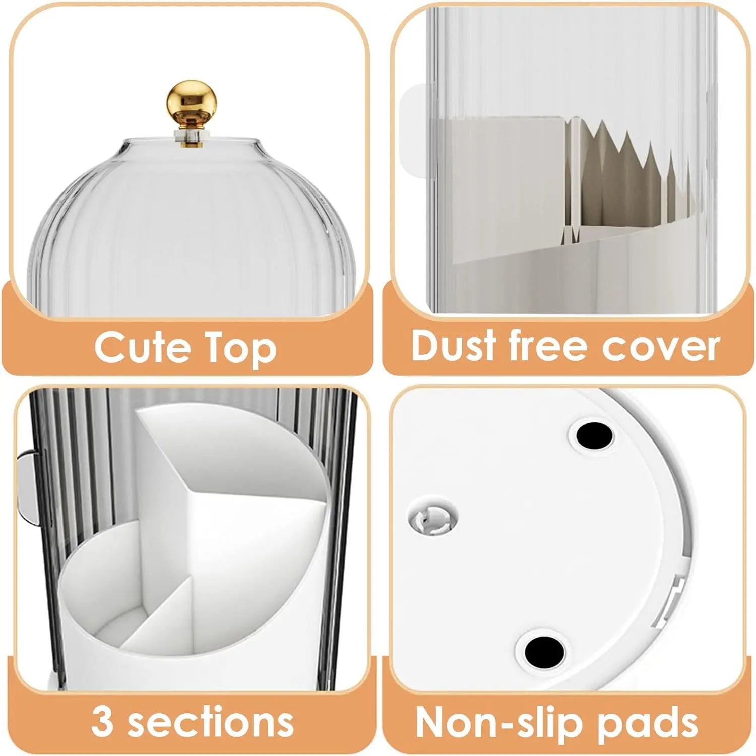 Soporte Giratorio 360° Transparente para Cepillos de Dientes con Puerta Transparente – Organizador de Tocador de Baño para Encimera (1 Unidad)