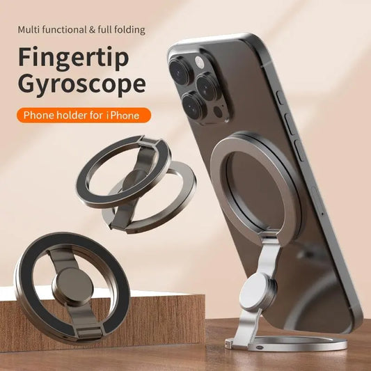 Magnetic Fidget Spinner Phone Stand – 360° Rotating Foldable MagSafe Car Holder