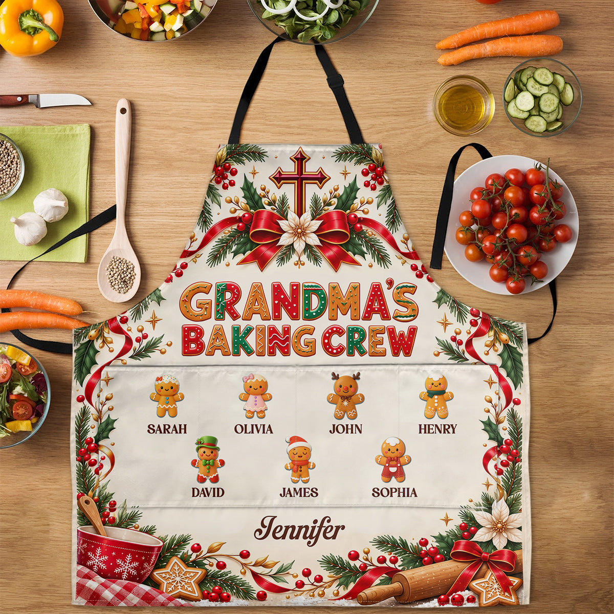 Grandma's Baking Crew | Personalized Apron With Pocket - 1