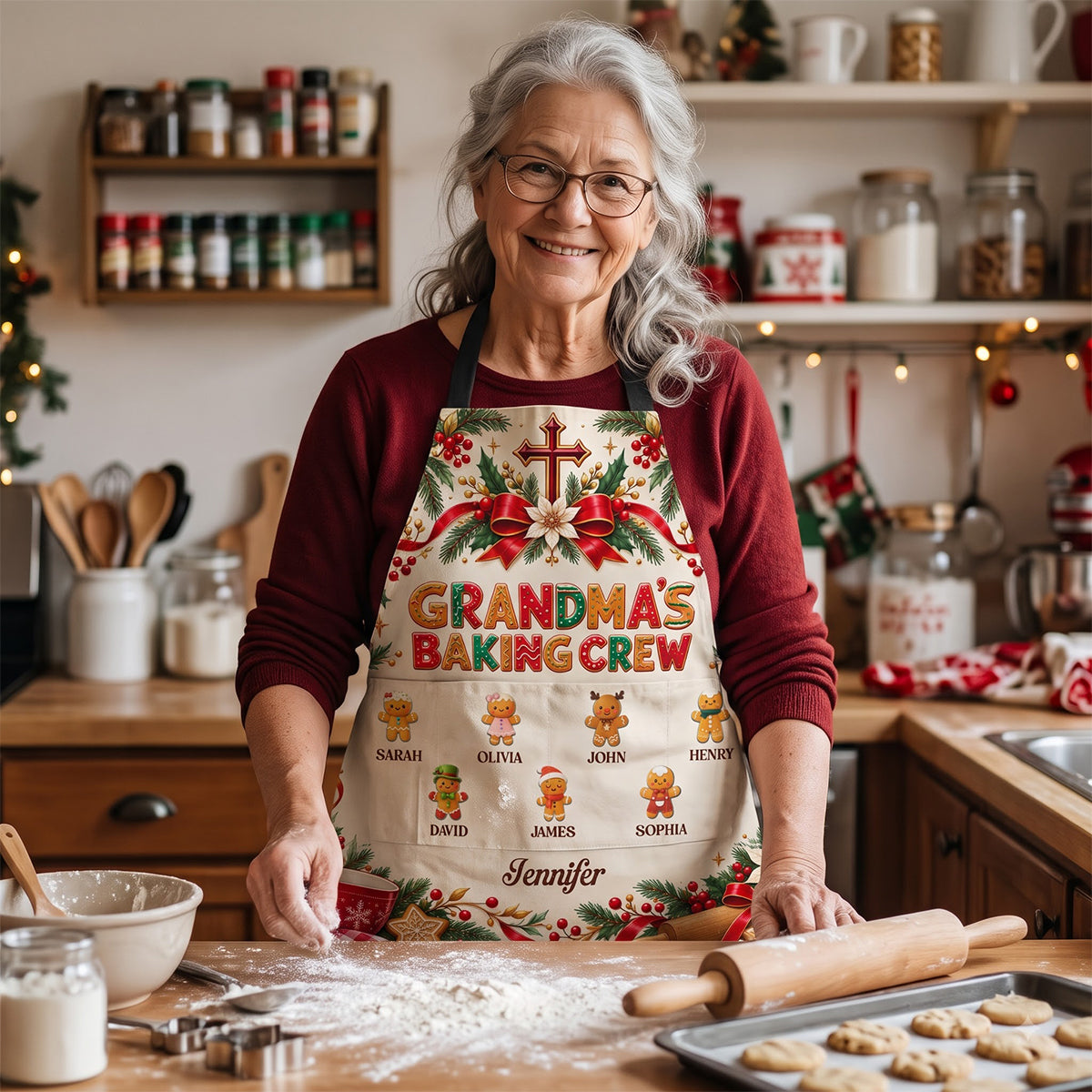 Grandma's Baking Crew | Personalized Apron With Pocket - 3