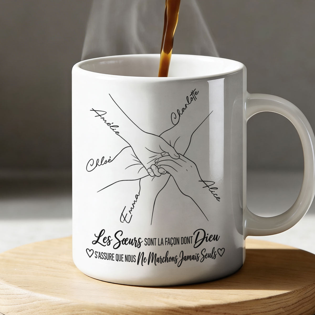 Les Sœurs Sont La Façon De Dieu | Personalized Ceramic Coffee Mug - 4