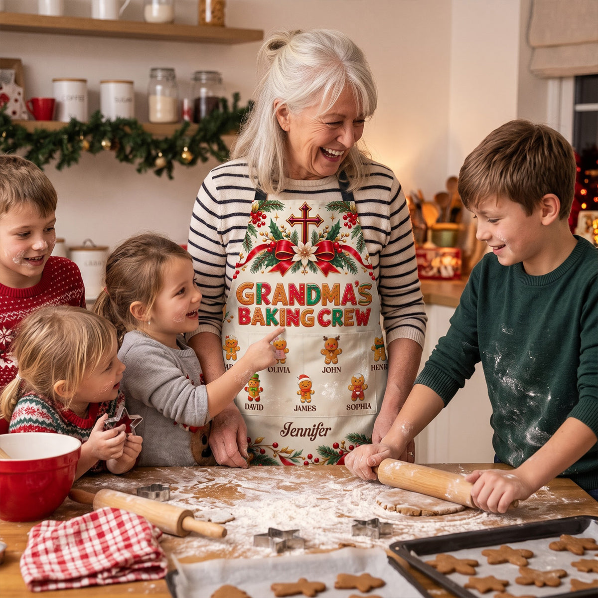 Grandma's Baking Crew | Personalized Apron With Pocket - 4